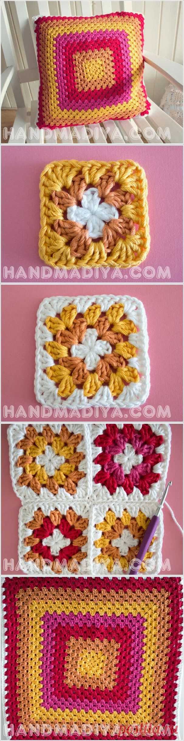 Красивая вязаная наволочка на подушку. Crochet pillowcase on the pillow