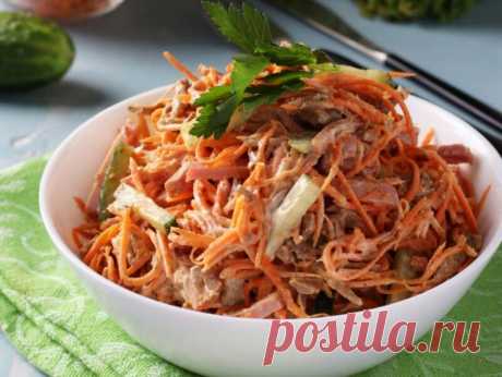 Салат Биг-Бен С Корейской Морковью Вкусный и сытный салат Биг-Бен с корейской морковью. Морковь по-корейски придаст салату остринку, а говядина и буженина сытость.