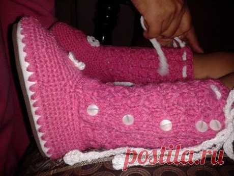 BOTAS PARA NIÑA PARTE 2 A CROCHET Y DOS AGUJAS/PALITOS