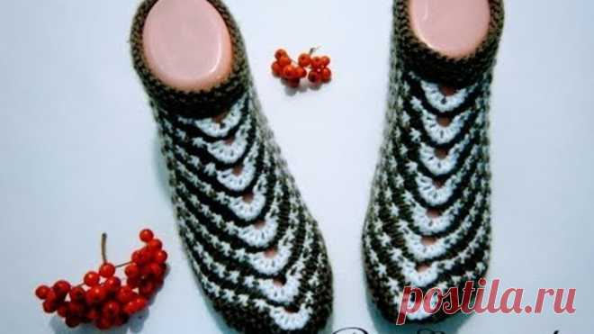 Тапочки-следочки на двух спицах/МК
