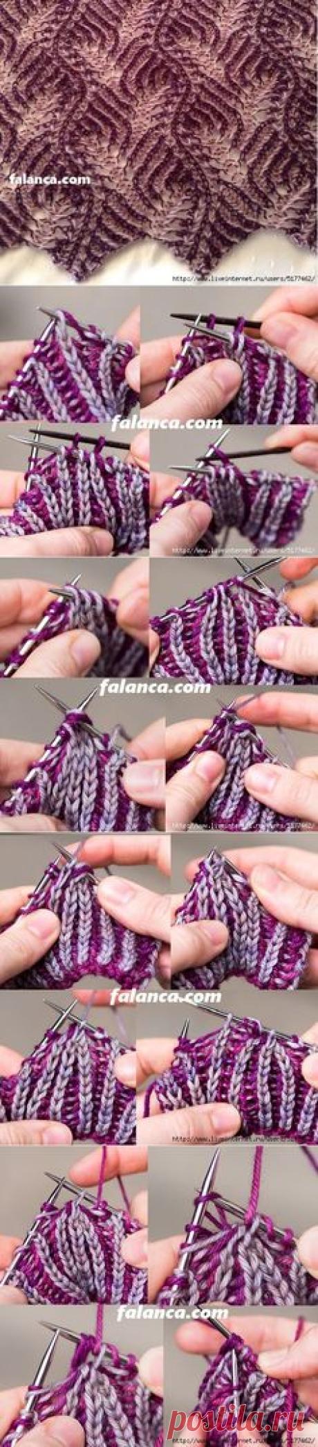 Двухцветный узор спицами ^ I have no idea what this says, but this stitch is beautiful.