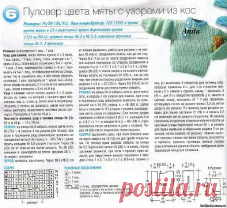 Пуловер с застежкой на горловине и рисунком "косы" - Вязаные жакеты, пуловеры, кофты - Вязаная детская одежда - Каталог статей - Вязание для малышей