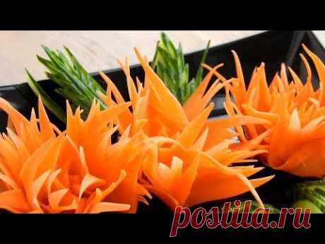 Handmade Carrot Flower | Vegetable Carving Garnish | Food Decoration | Party Garnishing
