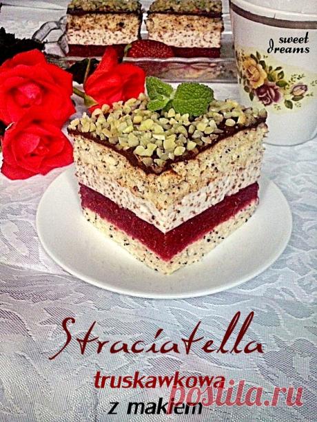 Straciatella truskawkowa z makiem