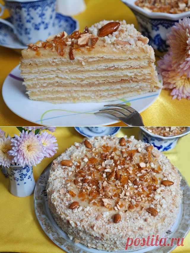 Просто и вкусно: Торт медовик с яблочно-карамельным кремом.