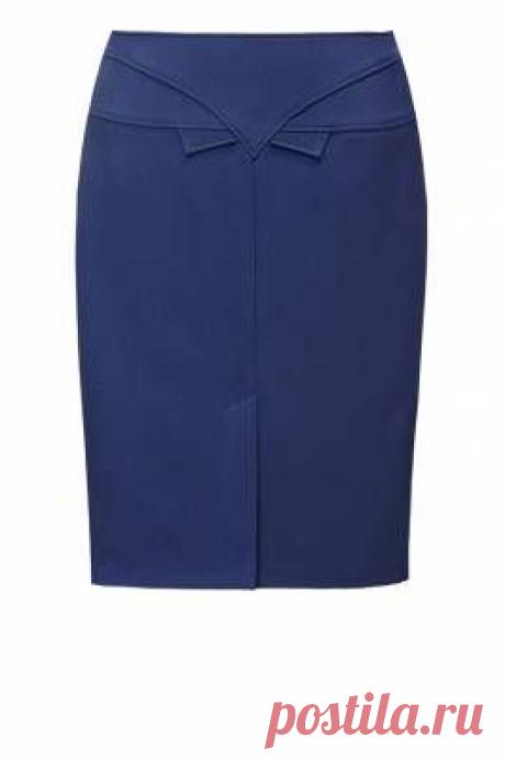 (117) м-330/ синяя Модель-карандаш с красивыми линиями задней кокетки. (Длина 60см) | Юбки | юбка