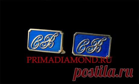 Запонки золотые с эмалью . Инициалы владельца