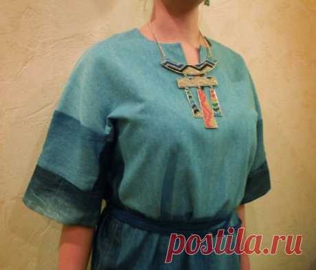 Джинсовое платье-мешок (Соцсоревнование) / Переделка джинсов / Своими руками - выкройки, переделка одежды, декор интерьера своими руками - от ВТОРАЯ УЛИЦА