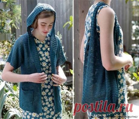 ЛЕТНИЙ ЖАКЕТ С КАПЮШОНОМ И СУМКА. КРЮЧОК