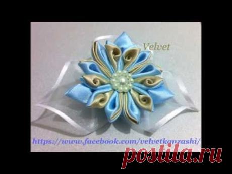 Flor Kanzashi petalos dobles