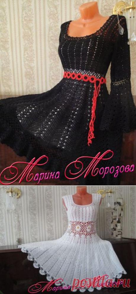 Вязание от Марины Морозовой, платье, туника, крючком.