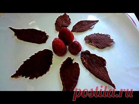 Украшения из шоколада. Шоколадные листья. Как красиво оформить торт.