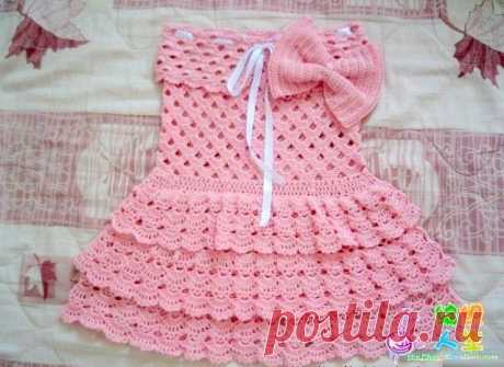Красивое вязание | Платье для девочки крючком