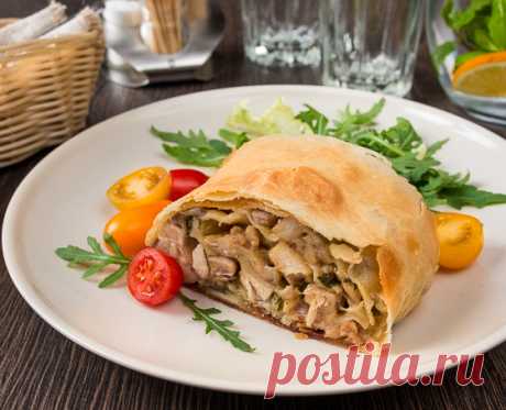 Штрудель с курицей и грибами | Вкусный блог - рецепты под настроение