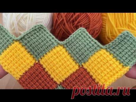 super easy crochet tunisian baby blanket ✅ bu modele bayılacaksınız sonbaharın muhteşem renkleri 😍