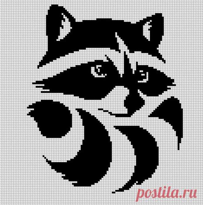 Raccoon Cross Stitch Pattern Monochrome Animals Cross Stitch | Etsy