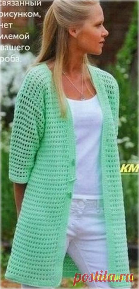 Кардиган крючком схема и описание | Вязание спицами и крючком