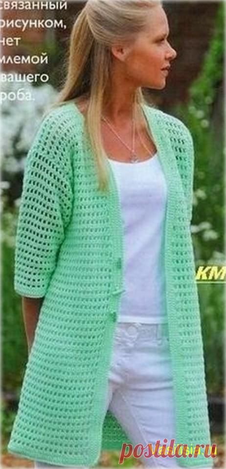 Кардиган крючком схема и описание | Вязание спицами и крючком