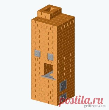 За основу печи взята конструкция Кузнецова под названием ОВИК 4. Отличие в том, что варочная и топливная камеры находятся на разных поверхностях. При использовании варочной поверхности вы не получите ожог, случайно прикоснувшись к дверке топливной камеры. Плита имеет всего лишь одну конфорку размером 410 х 340 мм. В варочную камеру при желании можно установить дверку. Камеру вполне можно использовать как духовку.