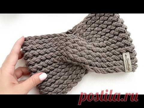 Повязка тюрбан на голову спицами