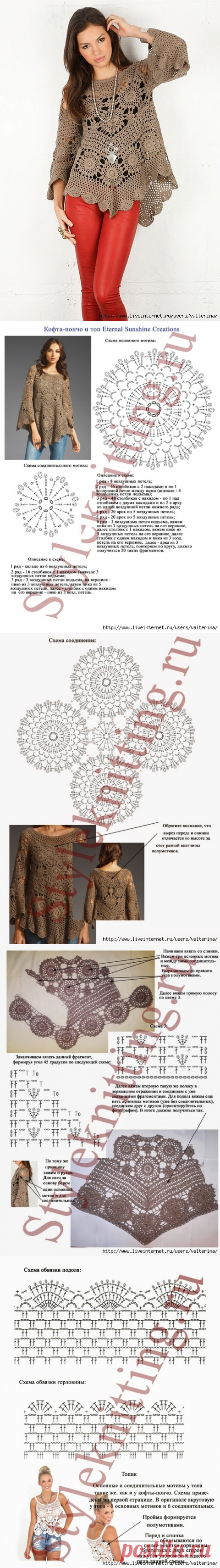 Irish crochet &: Очень эффектная туника мотивами