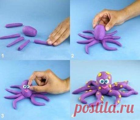 Осьминог, машинка, слон, акула, рак, снеговик, рыбка, улитка, панда, чайный сервиз