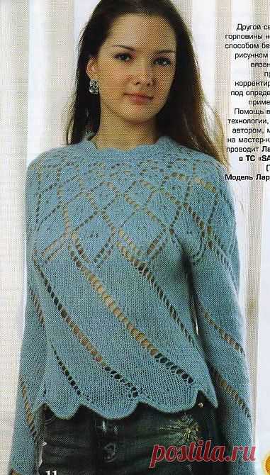 Пуловер вязанный от горловины – Мир вязания и рукоделия