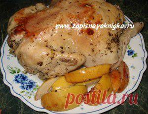 Курица запеченная целиком в мультиварке с айвой | Записная книжка рецептов Анюты