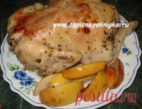 Курица запеченная целиком в мультиварке с айвой | Записная книжка рецептов Анюты