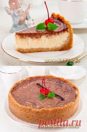 Ванильно шоколадный чизкейк с творожным сыром