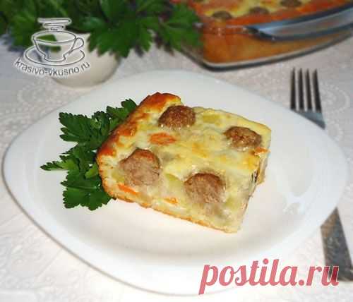 Пирог с рисом, овощами и фрикадельками | Готовим красиво и вкусно