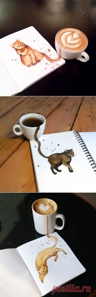 Кофе-кошки Елены Ефремовой: вышли из пенки кофейной