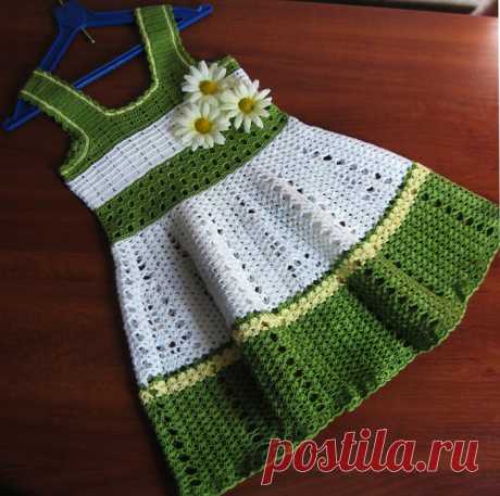 Платье для девочки крючком.(Мое рукоделие)