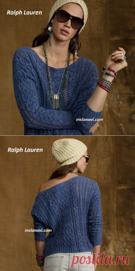 Свободный пуловер спицами от Ralph Lauren | Вяжем с Лана Ви
