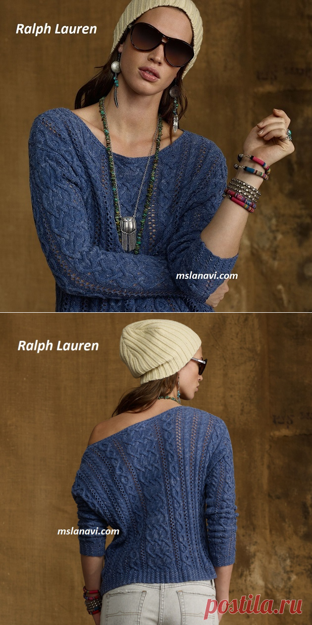 Свободный пуловер спицами от Ralph Lauren | Вяжем с Лана Ви