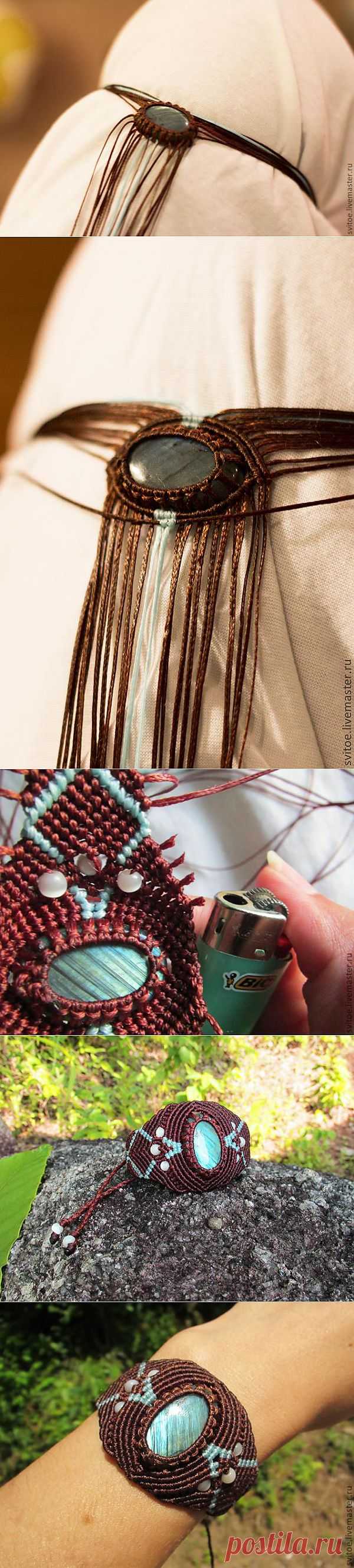 Браслет с камнем в технике макраме. - Ярмарка Мастеров - ручная работа, handmade