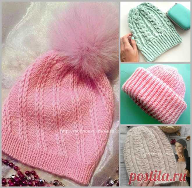 Стильные шапочки связанные спицами для девушек - Klubok - Modnoe Vyazanie.ru.com