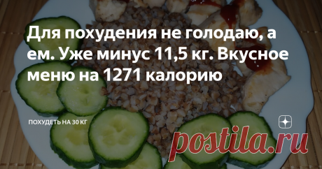 Для похудения не голодаю, а ем. Уже минус 11,5 кг. Вкусное меню на 1271 калорию Продолжаю худеть. Очередной день: 4 приема пищи на 1271 калорию + подробная раскладка калорийности.
