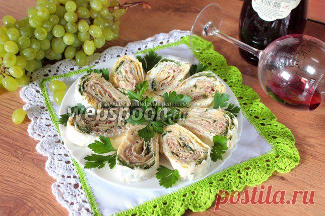 Рулет из лаваша с печенью трески