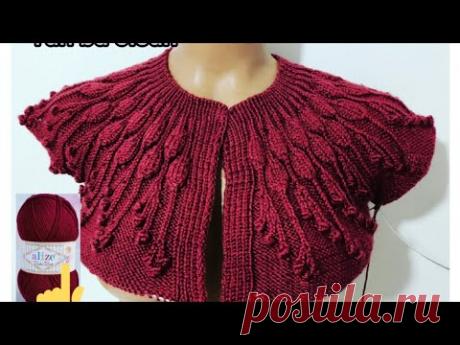 yakadan başlama kırmızı hırka modeli, yakadan örgü yelek hırka modeli, 2. bölüm