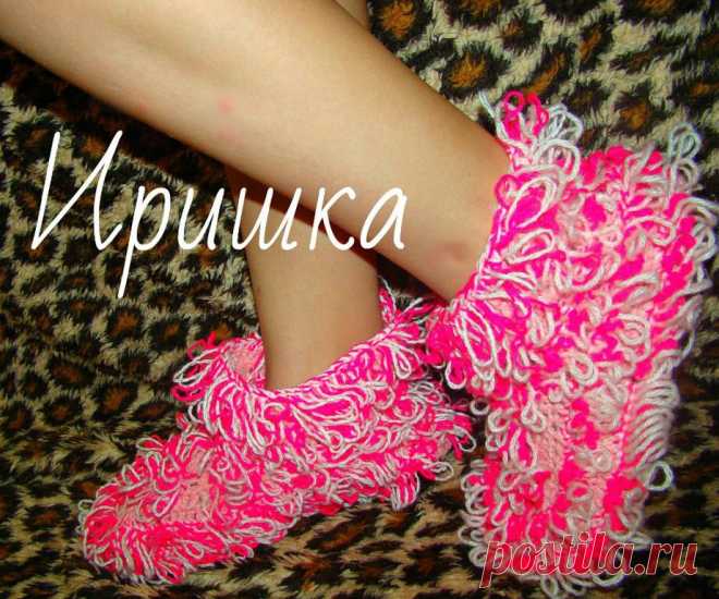 Техника вязки крючком, детские пинетки.Вытянутые петли.