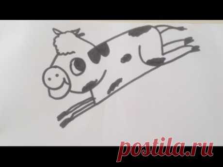 Как нарисовать корову из слова COW./ How to draw a cow from the word COW.