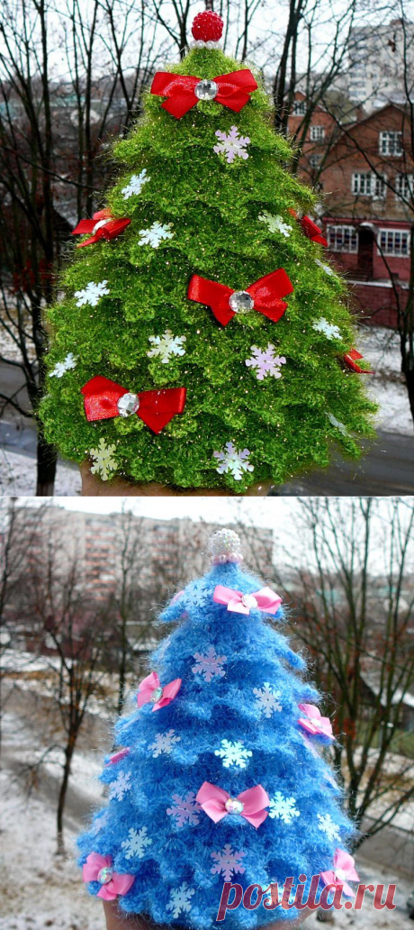 Вяжем искрящуюся новогоднюю ёлочку - Ярмарка Мастеров - ручная работа, handmade