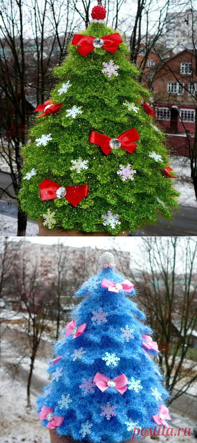 Вяжем искрящуюся новогоднюю ёлочку - Ярмарка Мастеров - ручная работа, handmade