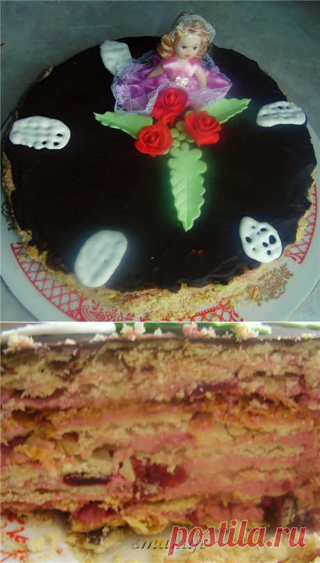 Слойоний торт з вишнями (на 8 березня)