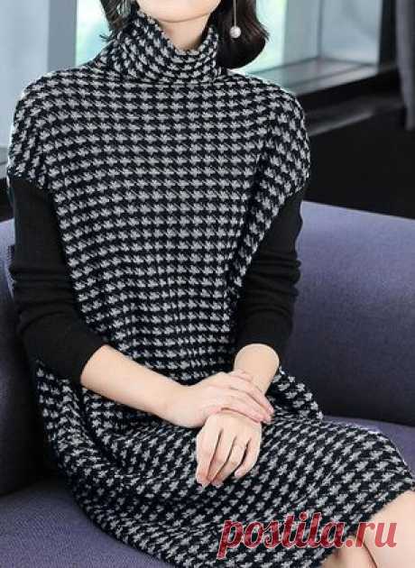 SALE! -60% OFF! Type: Tunic. Material: Polyester. Pattern Type: Plaid. Neckline: High Neckline. Shown Color: Black. Style: Elegant. #dress #dresses #fashion #women #beauty #buy #sale #shop #style #clothes #beautiful #girls #accessories #girl #sales #best #colors #love #collection #mode #moda