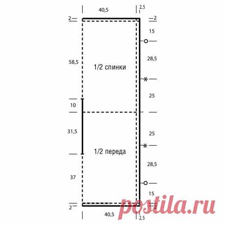 Пончо с V-образным вырезом - схема вязания спицами. Вяжем Пончо на Verena.ru