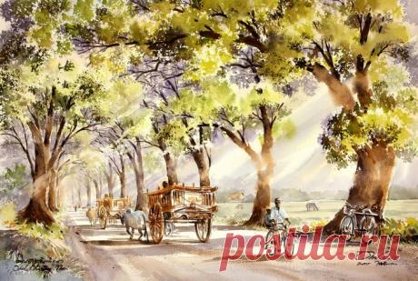 Акварели. Тайский художник Танакорн Чаиджинда (Thanakorn Chaijinda)