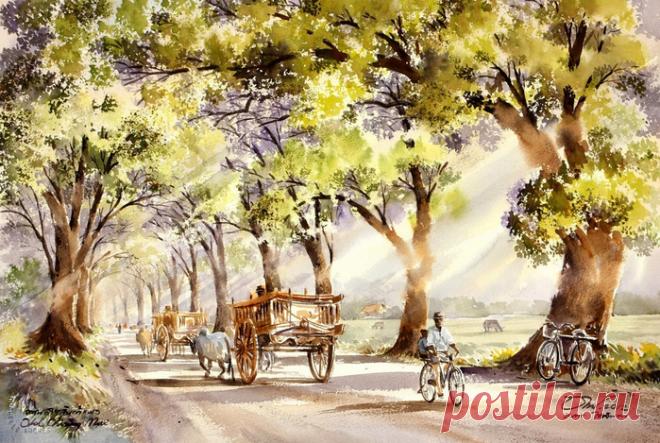 Акварели. Тайский художник Танакорн Чаиджинда (Thanakorn Chaijinda)