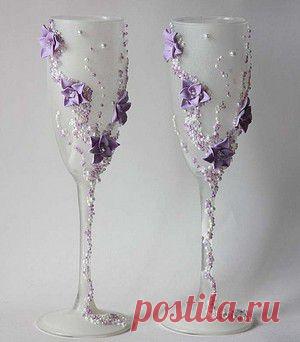 Бокалы на свадьбу своими руками, или Эксклюзив в оформлении праздника